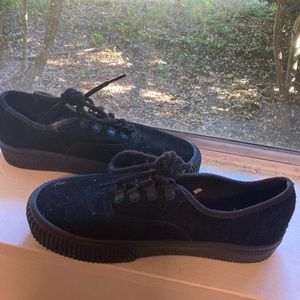 Vans black suede platforms